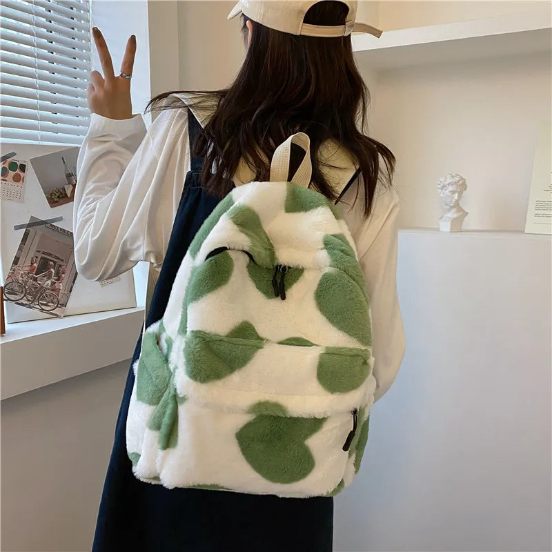 Plush Small Backpack for Women Teen Girls