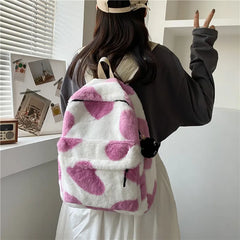 Plush Small Backpack for Women Teen Girls