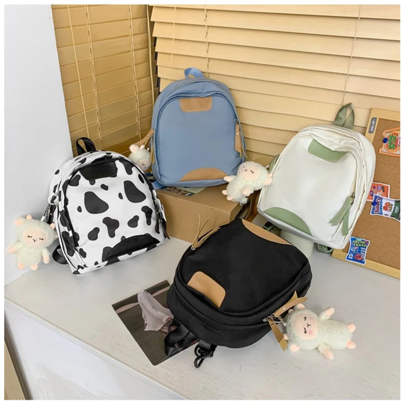 Women Small Backpack Solid Preppy Style Students School Bags Casual Nylon Travel