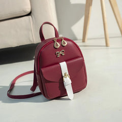 Women Small Backpack Clash Buckle Small Backpack Small Fresh Double Shoulder Bag