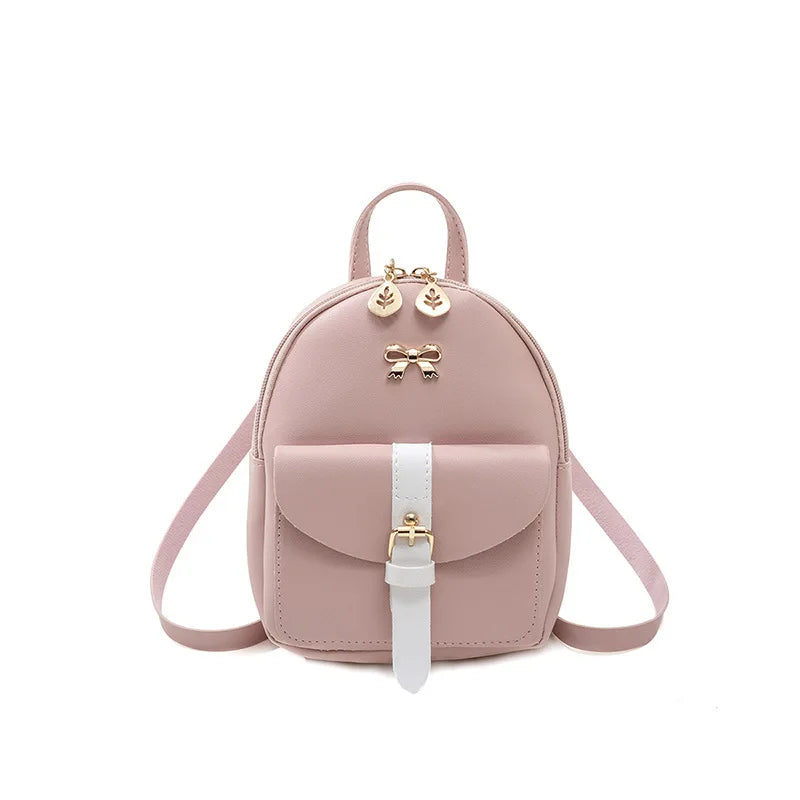 Women Small Backpack Clash Buckle Small Backpack Small Fresh Double Shoulder Bag