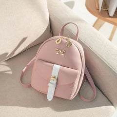 Women Small Backpack Clash Buckle Small Backpack Small Fresh Double Shoulder Bag