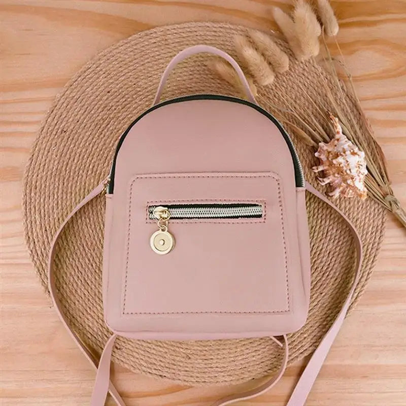 Women Small Backpack PU Leather Shoulder Bag For Teenage Girls Casual Daypack