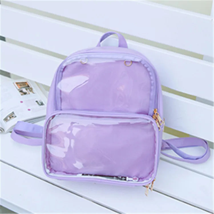 Women Small Backpack PVC School Book Bag for Teenage Girls