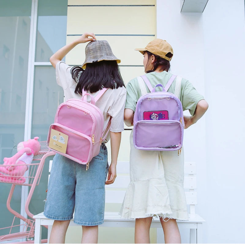 Women Small Backpack PVC School Book Bag for Teenage Girls