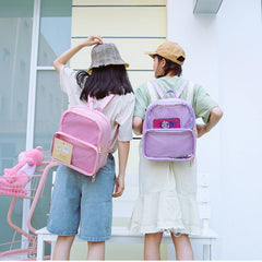 Women Small Backpack PVC School Book Bag for Teenage Girls