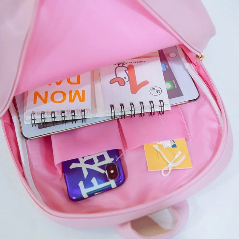 Women Small Backpack PVC School Book Bag for Teenage Girls