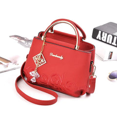 Embroidery PU Leather Shoulder Bag Women's Handbag