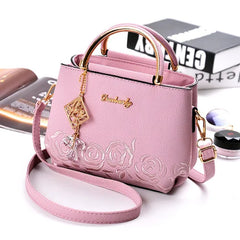 Embroidery PU Leather Shoulder Bag Women's Handbag