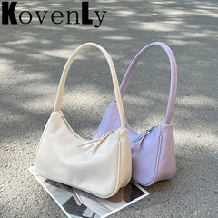 Vintage Leather Shoulder Bag Women Retro Designer Clutch