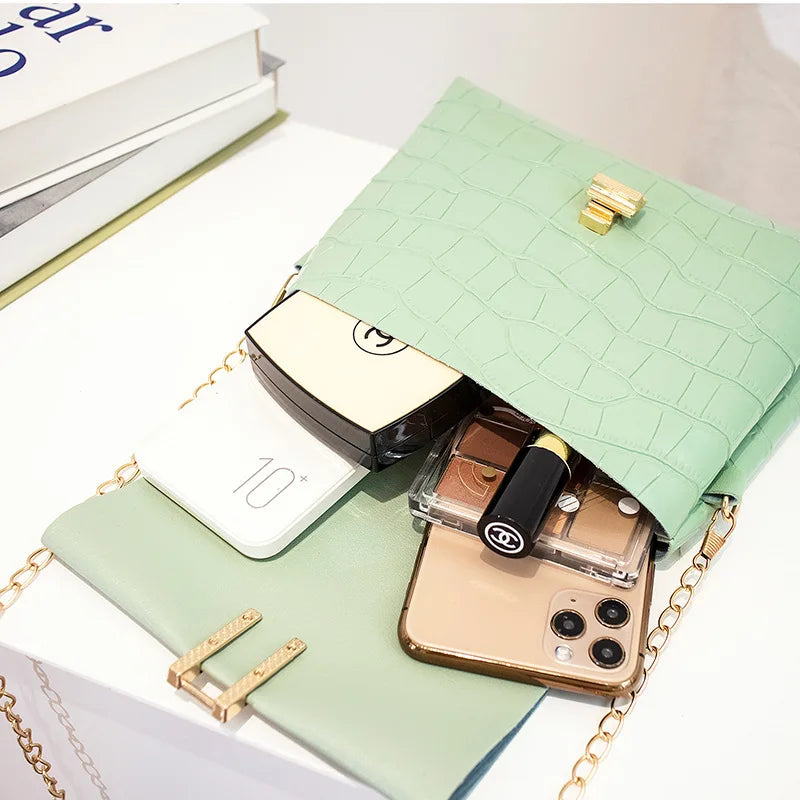 Women Small Chain Square Shoulder Mini Messenger Crossbody Pu Side Purse Hand Ba