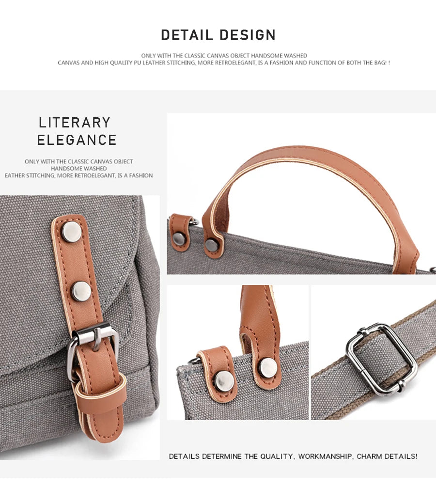Women Canvas Crossbody Bag Vintage Shoulder Tote Small Handbag