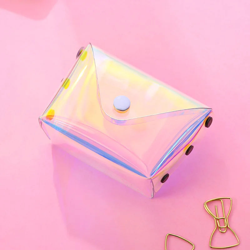 Women Small Coin Bag Laser PVC Clear Girls Coin Wallet Purses