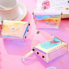 Women Small Coin Bag Laser PVC Clear Girls Coin Wallet Purses
