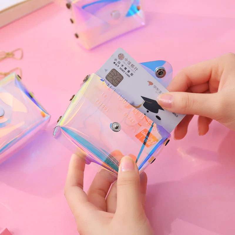 Women Small Coin Bag Laser PVC Clear Girls Coin Wallet Purses