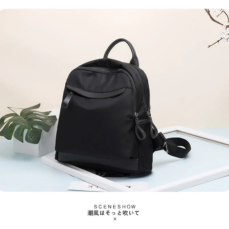 Women Small Nylon Waterproof Backpack Casual Student School Bag