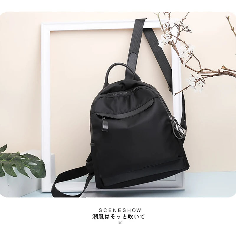 Women Small Nylon Waterproof Backpack Casual Student School Bag