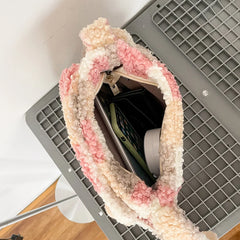 Plaid Crossbody Bag Women Small Plush Shoulder Bag