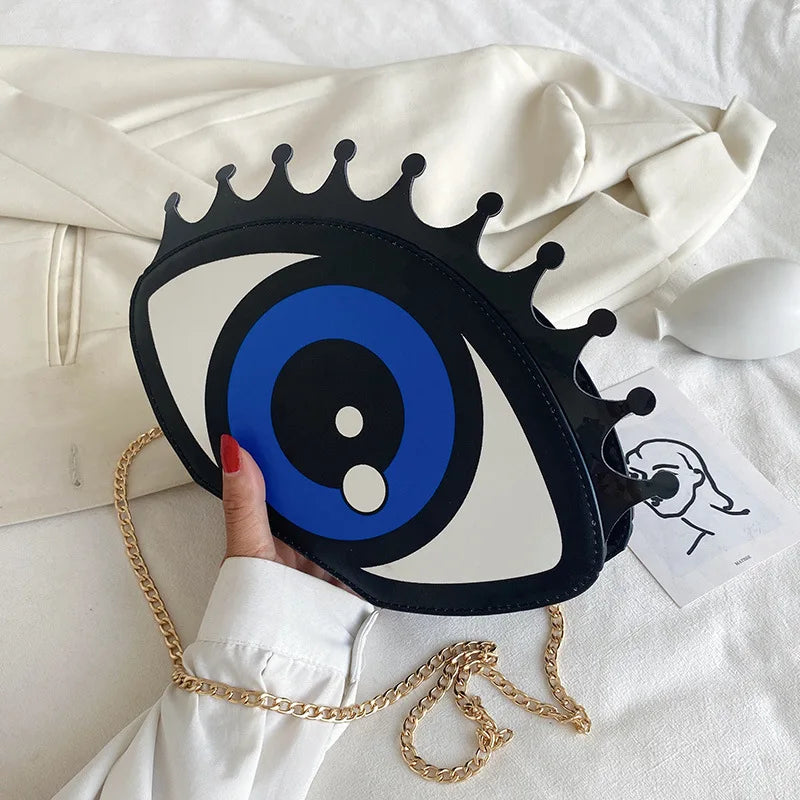 Women Small Shoulder Bag Eye Shape PU Leather Chain Bags Mini Shoulder Bag