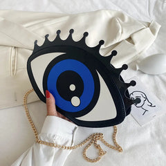 Women Small Shoulder Bag Eye Shape PU Leather Chain Bags Mini Shoulder Bag