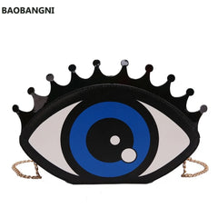 Women Eye Shape Shoulder Bag PU Leather Chain Mini Crossbody Messenger Bag