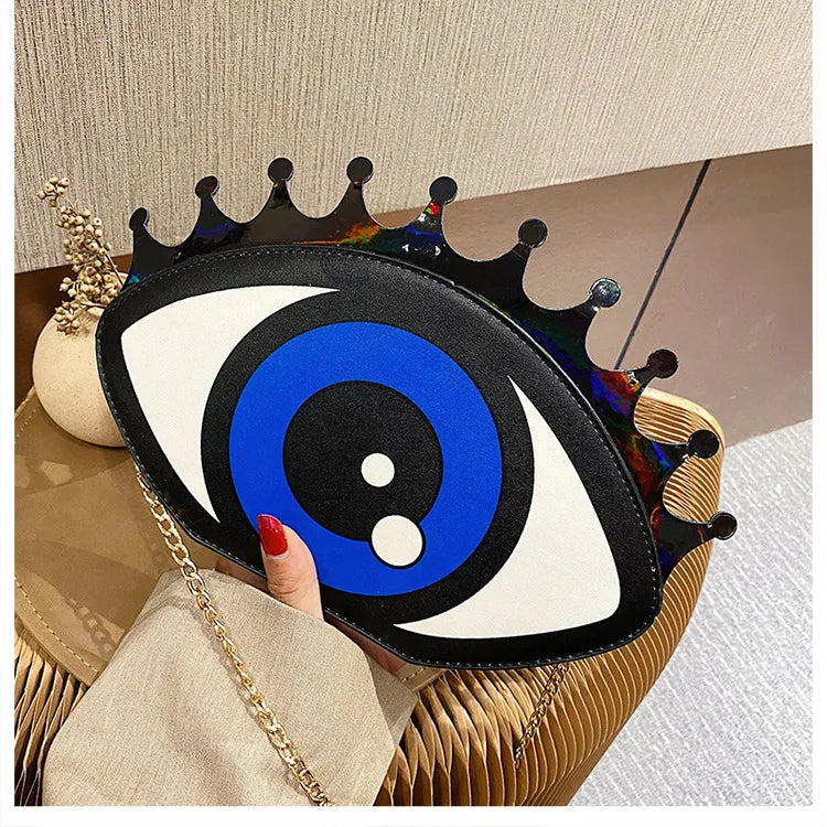 Women Small Shoulder Bag Eye Shape PU Leather Chain Bags Mini Shoulder Bag