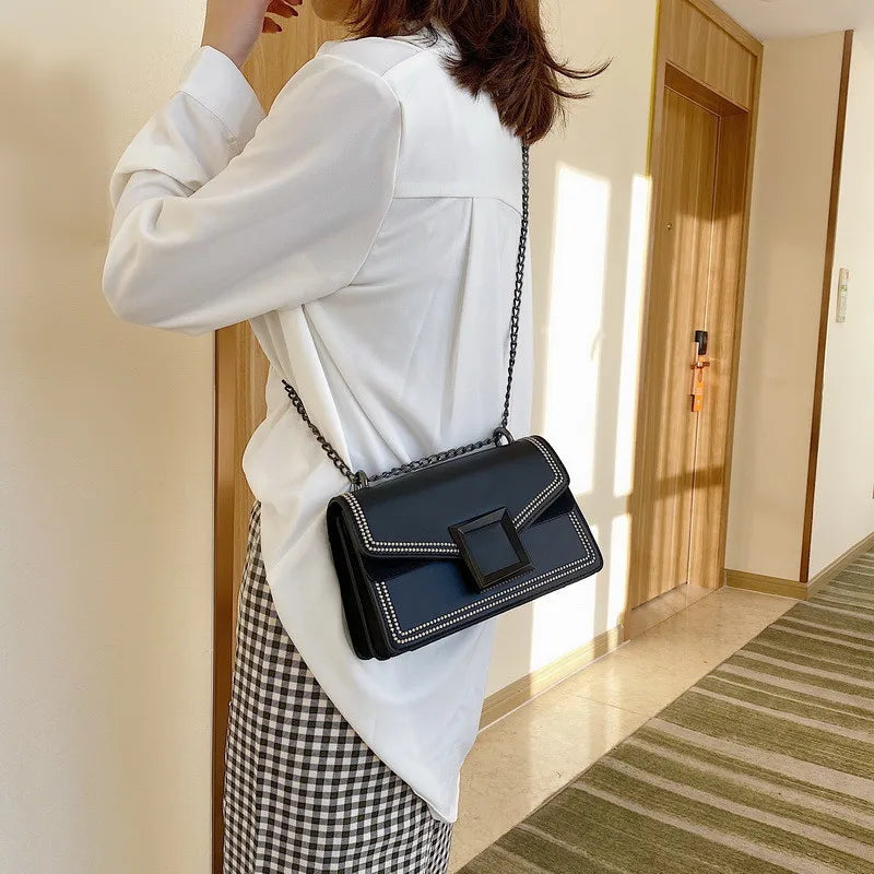 Women Small Square Bag Casual Shoulder Bags Messenger Handbag PU Leather 2020