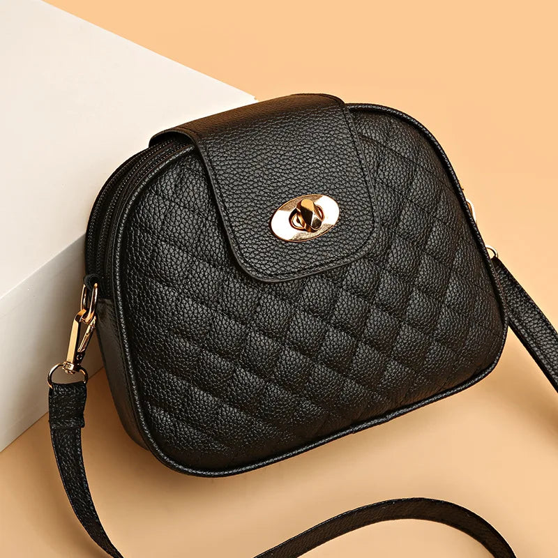 Women Small Square Bag Fashionable Texture Diamond Clutch Three Layer Messenger