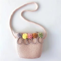 Straw Bucket Bags Shoulder Bag For Women Summer Travel Purses