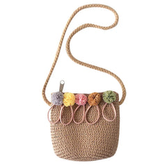 Straw Bucket Bags Shoulder Bag For Women Summer Travel Purses