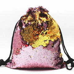 Sequins School Bags for Girls Small String Backpack