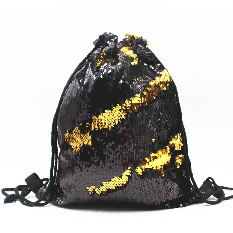 Sequins School Bags for Girls Small String Backpack