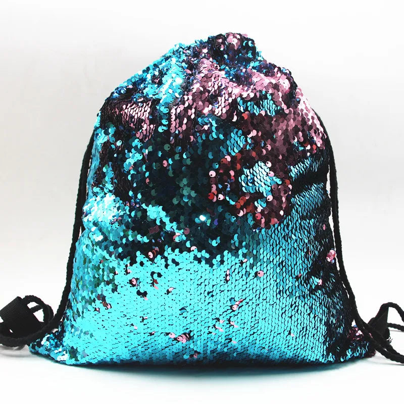 Sequins School Bags for Girls Small String Backpack