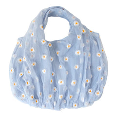 Women Small Transparent Tote Mesh Cloth Bags Daisy Embroidery Handbag