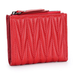 Women Small Wallet Leather Ladies Short Purse High Capacity Sheepskin Money Bag
