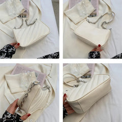 Embroidery Line Crossbody Bag with Zipper for Women