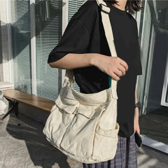 Women Canvas Shoulder Bag Large Capacity Tote Handbag Satchel Pockets Casual