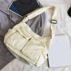 Women Canvas Shoulder Bag Large Capacity Tote Handbag Satchel Pockets Casual