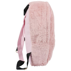Pink Faux Fur Plush Backpack Shoulder Bag Heart Pendant