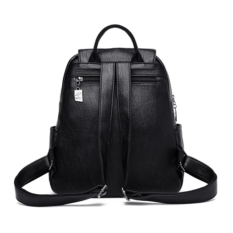 Soft Leather Backpacks Vintage Bagpack School Bags for Girls