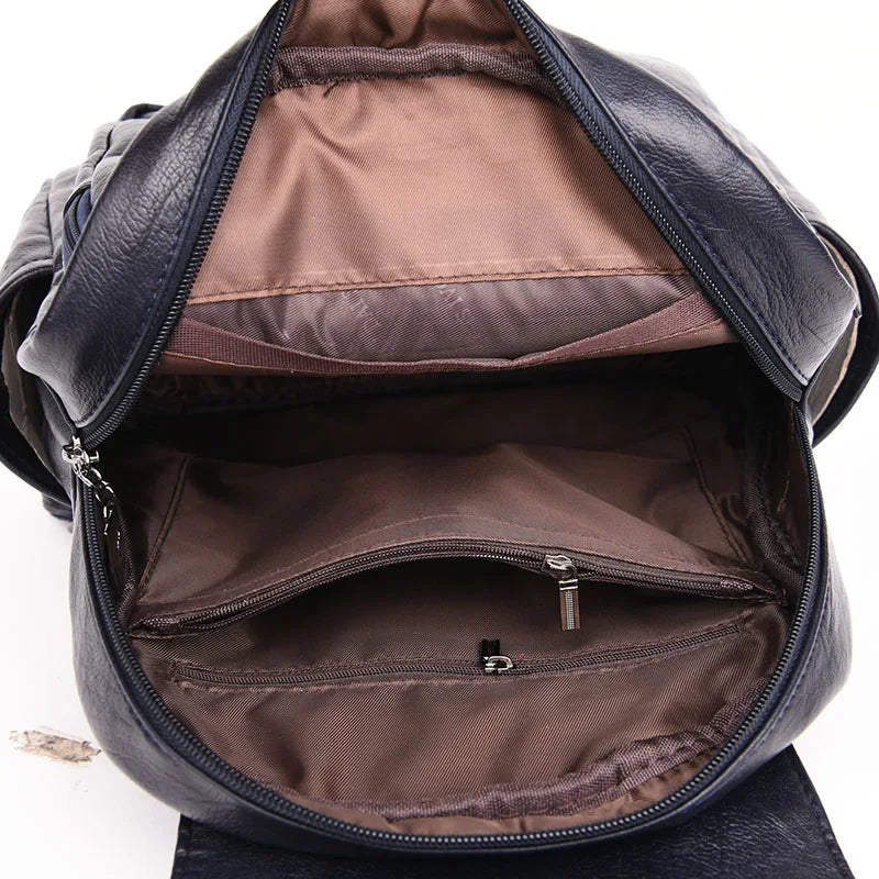 Women Soft Leather Backpacks High Vintage Bagpack Sac School Bags For Girls