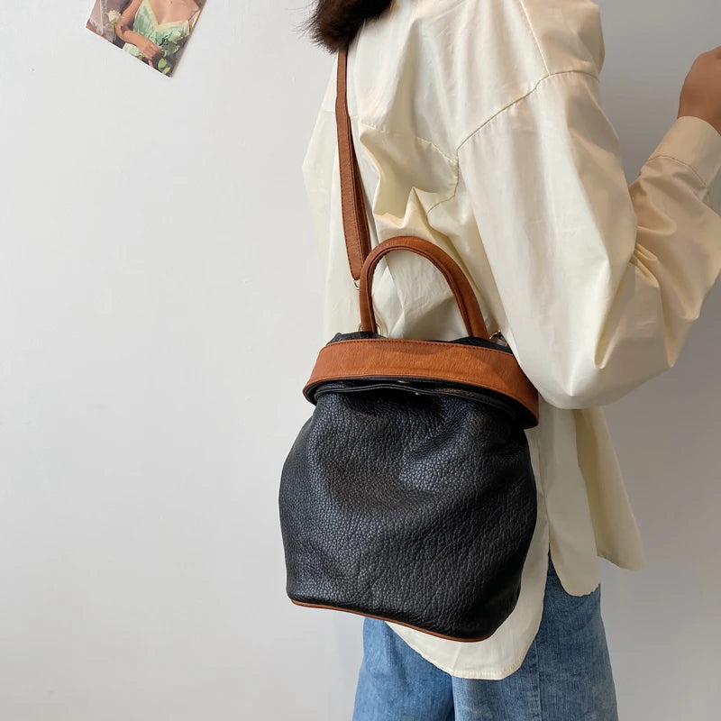 Soft Leather Backpack for Girl Vintage Crossbody Bag Multifunction Bagpack