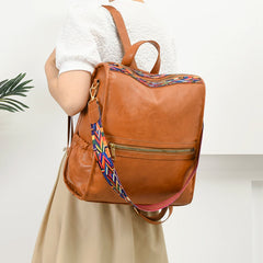 Vintage Soft Leather Backpack Women Anti-theft Rucksack