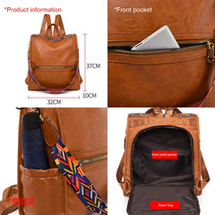 Vintage Soft Leather Backpack Women Anti-theft Rucksack