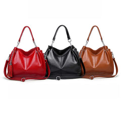 Soft Leather Tote Bag with Tassel Shoulder Handbag