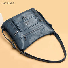 Women Soft Leather Handbag Large Capacity Multifunction Casual Backpack