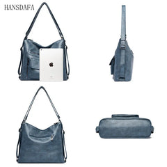 Women Soft Leather Handbag Large Capacity Multifunction Casual Backpack