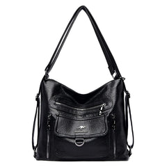 Women Soft Leather Handbag Large Capacity Multifunction Casual Backpack