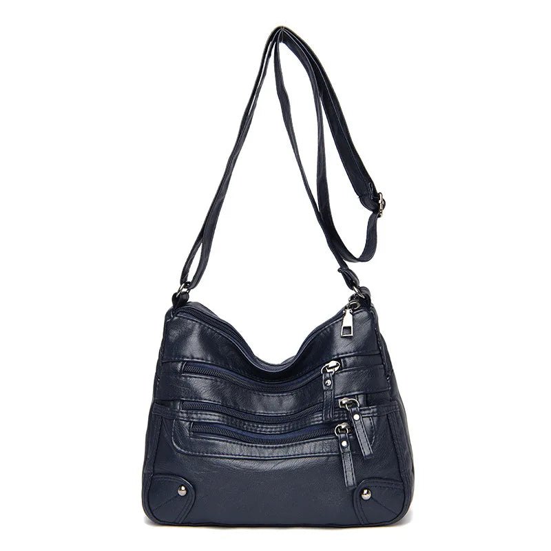 Vintage PU Crossbody Bag Soft Leather Shoulder Bag Handbag
