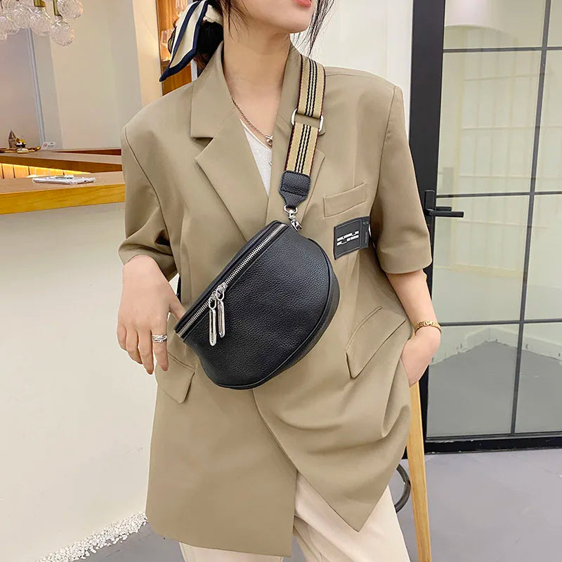 Soft Leather Waist Bag Shoulder Bag Fanny Pack Female Belt Bags